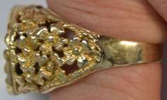 1853 Type One $1 Gold Piece in fancy antique 10k gold ring