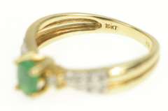 10K Yellow Gold 0.42 Ctw Oval Emerald Diamond Engagement Ring