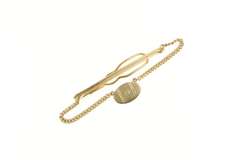 Gold Filled S Pinstripe Monogram Dangle Chain Charm Tie Bar