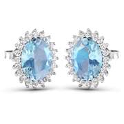 14 Kt White Gold Aquamarine Earrings