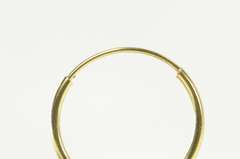 10K Yellow Gold Pearl Beaded 14.0mm Round Huggies Hoop Earrings