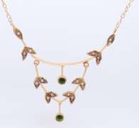 Antique Art Nouveau Natural Seed Pearl and Peridot Necklace