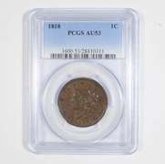 AU53 1818 Matron Head Large Cent - Graded PCGS