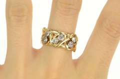 14K Yellow Gold Diamond & Cubic Zirconia Artisan Vine Band Ring