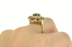 14K Yellow Gold 5.50 Ctw Garnet Seed Pearl Round Cocktail Ring