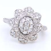 Brilliant White Gold Diamond Cluster Flower Ring