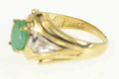10K Yellow Gold Oval Natural Emerald Diamond Engagement Ring