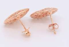 Cute Rose Gold Round Flower Stud Earrings