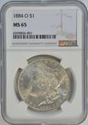Blazing-white Gem BU 1884-O Morgan Silver Dollar. NGC MS65