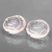 Translucent! 3.17ct pale pink Quartz flower carvings