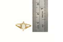 14K Yellow Gold Marquise Opal Diamond Halo Engagement Ring