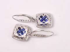 Sensational Blue Sapphire Dangle Earrings in 14K White Gold