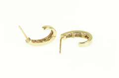 10K Yellow Gold Curved Diamond Semi Hoop Statement Earrings