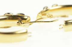 14K Yellow Gold Two Tone Bar Design Oval Statement Hoop Earrings