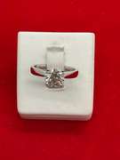 CERTIFIED 14K WHITE GOLD DIAMOND SOLITAIRE  RING WITH 1.60 CARAT LAB GROWN DIAMOND