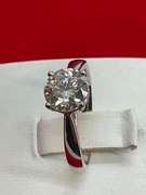 CERTIFIED 14K WHITE GOLD DIAMOND SOLITAIRE  RING WITH 1.60 CARAT LAB GROWN DIAMOND