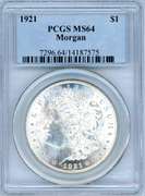 1921 Morgan Silver Dollar in PCGS MS64