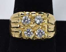 Square Top CZ Ring in 14K Yellow Gold