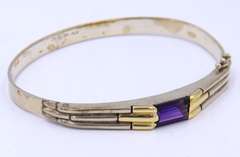 Vintage 925 Sterling Silver Signed Cubic Zirconia Cuff Bangle