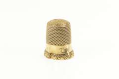 14K Yellow Gold Victorian Scroll Ornate Size 7 Sewing Thimble
