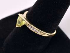 Delightful Peridot and Diamond Ring in Yellow Gold