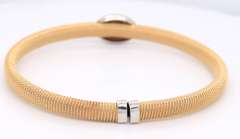 Majestic Yellow Gold Pave oval on Textured Cuff Bangle