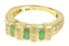 10K Yellow Gold 1.64 Ctw Oval Emerald Diamond Squared Ring