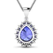 3.25 Ct Natural Tanzanite & Diamond Pendant