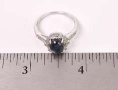 Dazzling Cabochon Sapphire and Diamond Ring in 14K White Gold