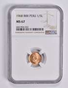 MS67 1968 BBR Peru 1/5 Lima Gold Coin NGC