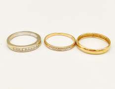 3x Stackable Diamond and 14KT Solid Gold Bands