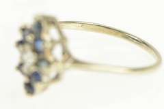 14K White Gold Squared Sapphire Diamond Halo Cluster Ring