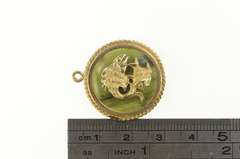 14K Yellow Gold 1960's Pisces Nephrite Astrology Zodiac Pendant/Pin