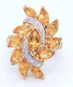 Fantastic Yellow Gold Citrine Marquise Swirl Ring