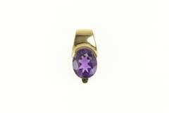 14K Yellow Gold Oval Amethyst Faceted Statement Pendant
