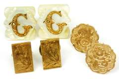 3 Pairs of Antique Gold Filled Cuff Links