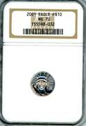 2001 $10 Platinum Eagle in NGC MS70