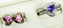 2 Sterling Silver Quartz Heart Rings