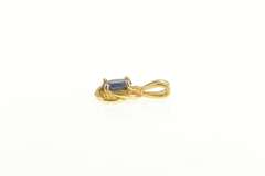 14K Yellow Gold Oval Natural Sapphire Spiral Halo Vintage Pendant