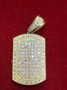 MENS STERLING WITH CRYSTALS DOG TAG- HEAVY.