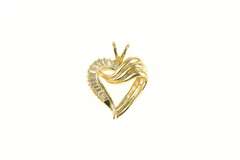 14K Yellow Gold 0.75 Ctw VVS Baguette Diamond Heart Love Pendant