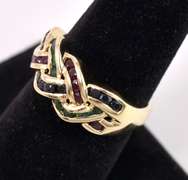 Exciting Emerald, Sapphire, and Ruby Ring in 14K Yellow Gold