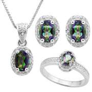 HULKING 1 4/5 ct OCEAN MYSTIC GEMSTONE SILVER SET