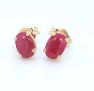 Nice Yellow Gold 1.20ctw Oval Ruby Stud Earrings
