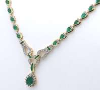 Majestic Yellow Gold Emerald and Diamond Necklace