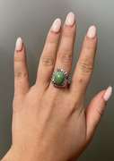 Vintage White Gold Ring with Turquoise and Diamonds