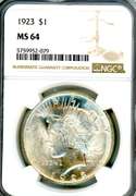 1923 Peace Silver Dollar in NGC MS64