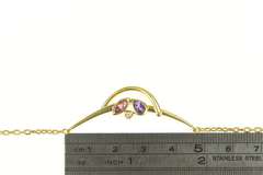 18K Yellow Gold Amethyst Tourmaline Diamond Curved Bar Necklace