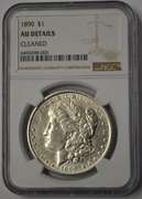 1890 Morgan Silver Dollar NGC AU Details Cleaned