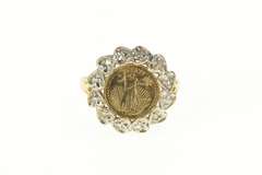 10K Yellow Gold Diamond American Eagle Tribute Coin Ring